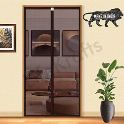 LifeKrafts Polyester Magnetic Mosquito Net for Door | Mosquito Curtain for All Door Types & Sizes | Auto-Closing Insect Screen to Keep Mosquito Out (190x95 cm, Brown)