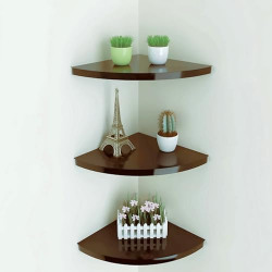 Dime Store Engineered Wood 3-Tier Floating Rack Shelf for Living Room Corner Shelf Decorative Rack Shelf Organizer | Storage Shelf for Living Room & Bedroom Display Rack for Storage (Brown)