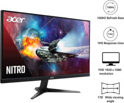 Acer NITRO 21.5 inch Full HD LED Backlit VA Panel with Acer Display Widget, Acer VisionCare, Tilt-able Stand, 2X2W Inbuilt Speaker, VESA wall mount support Gaming Monitor (QG221Q)(Frameless, AMD Free Sync, Response Time: 1 ms, 100 Hz Refresh Rate)
