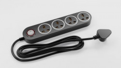 Crompton Power Alpha BX 4 Socket Extension Boards(Black, Grey, 2 m, With USB Port)