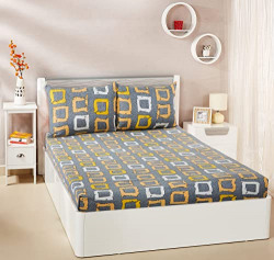 Amazon Brand - Solimo Polycotton Jazzy Hues Double Bedsheet with 2 Pillow Cover, Multicolor, 95 GSM