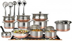 Mahavir 20 Pcs Copper Base Cook & Serve Set + 5 Pcs Kitchen Tools Cookware Set(Stainless Steel, 25 - Piece)