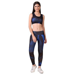 Vector X OSB-316 Women's Sublimation Pattern Sports Bra with Legging Set for Practicing Yoga & Gym Fitness Black