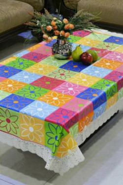 AG Creations Printed 4 Seater Table Cover(Multicolor, Cotton, Plastic, Pack of 4)