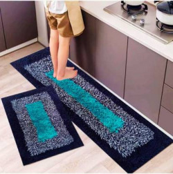 G HANDLOOM Cotton Door Mat(Blue, Large, Pack of 2)