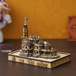 eCraftIndia Ram Mandir Ayodhya Model - Wooden MDF Craftsmanship Authentic Designer Temple with Protective Gift Box - Ideal for Home Temple, Decor, and Spiritual Gifting