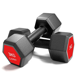 Sporto Fitness Pvc Hax Dumbbell S-51 Dumbbells Coated for Non-Slip Grip,Fixed Hex Dumbbell Combination Barbell Muscle Toning, Strength Building,Weight Loss Home Gym (2 kg (1 kg*2), BLACK)