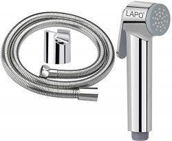 LAPO Heavy Duty ABS Health Faucet for Bathroom with Stainless Steel 304 Grade 1.30 Meter Flexible Hose Pipe and Wall Hook Chrome Finish, Jet Spray for Toilet(Pack of 1)