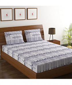 HOMETALES Cotton Big Checks Checks Bedsheet with 2 Pillow Covers-Multicolor