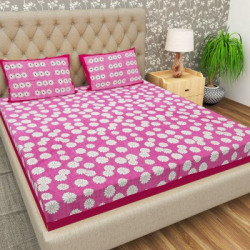 Flipkart SmartBuy 104 TC Cotton Double Floral Flat Bedsheet(Pack of 1, Pink)