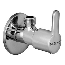 Seaking Smart Brass Quarter Turn Angle Valve with Wall Flange (Chrome Finish) (Pack of 2)