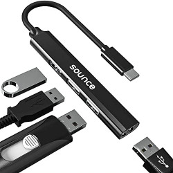 Sounce 4-in-1 Portable Type-C Hub (Type-C to 4 USB-A Ports) with Aluminum Shell, USB Port Hub 3.0 Compatible for PC, Mac Pro, Mac Mini, iMac, Tablet, and Smartphone