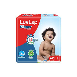 LuvLap Pant Style Baby Diapers, Large (L), 62 Count, For babies of Upto 9-14Kg with Aloe Vera Lotion for rash protection, with upto 12hr protection, Diapers