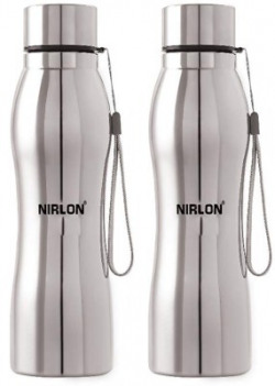 NIRLON Aqua Stainless Steel Fridge Water Bottle 1000 ml Bottle(Pack of 2, Silver, Steel)