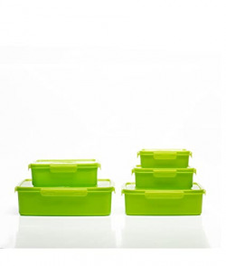 HOMETALES Multi-Purpose Container 3000ml, 2000ml, 1000ml, 650ml, 330ml,Green (5U)