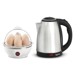 Lifelong Electric Kettle & Egg Boiler Super Combo, 1.5 Litre Capacity, Auto Shut-Off Electric Kettle, Fast & Easy Boiling, 7 Egg