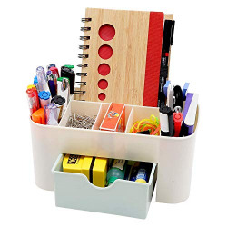 TNT THE NEXT TREND Multipurpose Office Desktop Table Organizer Storage Box Remote Markers Pen Pencil Holder Cosmetic Makeup Stand (20.5L x 10W x 9.5H cm)