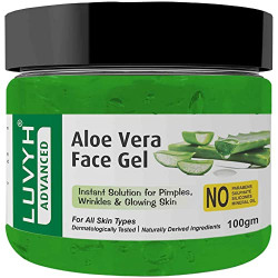 Luvyh Aloe Vera Gel with natural Aloevera Extract for Men & Women, 100 g | for Moisturize and Sooth Glowing Skin with No Parabens No Mineral Oil, No Sulphate, No Silicone