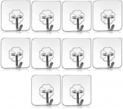 WAIT2SHOP 10 Pcs Self Adhesive Wall Hooks, Heavy Duty Sticky Hooks for Hanging 10KG (Max) Hook 10(Pack of 10)
