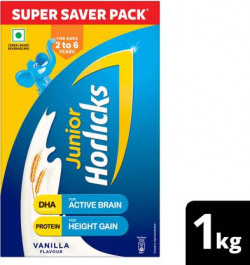 HORLICKS Junior for active brain and height gain Nutrition Drink(1 kg, Vanilla Flavored)