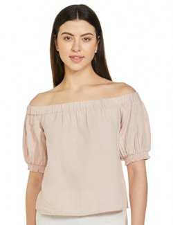 Marks & Spencer Linen Mix Plain Off-Shoulder Blouse T524114KDUSKY Pink (14)