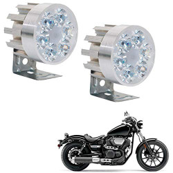 Adroitz Mini 6 Led Round Fog Auxiliary Light with Metal Stand For Honda Cb (Set of 2)