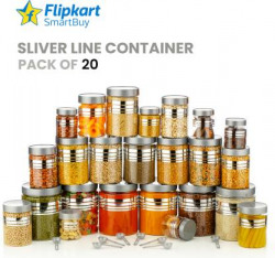 Flipkart SmartBuy Plastic Grocery Container - 1200 ml, 650 ml, 350 ml, 250 ml(Pack of 20, Silver)