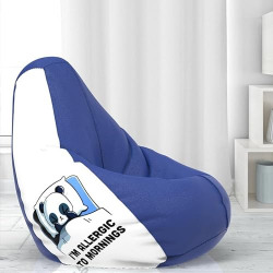 ComfyBean Bag with Beans Filled 4XL- Official: Jack & Mayers Bean Bags - for Adults - Max User Height : 5.5-6 Ft.-Weight : 70-99 Kgs(Model: Allergic to Mornings - Blue White)