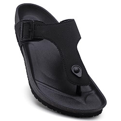 SOLETHREADS PHARAOH | Stylish | | Cushion | Bounce Back | Durable | Velvet Upper | Outdoor | Sandal |Flip Flops for men | BLACK | 8UK
