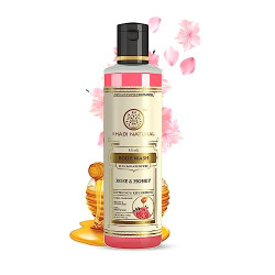 Khadi Natural Rose & Honey Body Wash| Cleaner and glowing skin| Fragrance of rose and honey|SLS & Paraben Free| Suitable for all skin types| 210ml