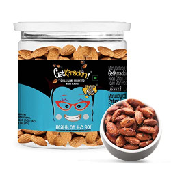 GetKrrackin! Chilli Lime Cilantro Roasted Almonds - 200g PET Jar | Zero Oil, Not Fried | Healthy Nuts |100% California Almonds | Nutrition On The Go | Roasted, Flavorful & Fiber-Rich!