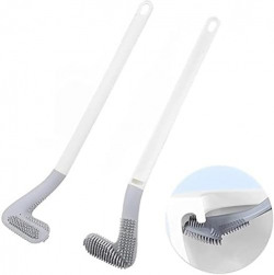 PUERTO Premium Silicon Toilet Cleaning Brush with Slim No Slip Long Handle Toilet Brush 360 Degree Deep Golf Head Brush Ideal for Cleaning Home Kitchen Bathroom Wash Basin (Multicolor)