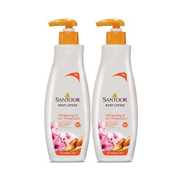 Santoor Perfumed Body Lotion with Sandalwood & Sakura Extracts for Skin Whitening & UV Protection| Deep Moisturization & Sunburn Reduction| Non-Greasy Lotion For Normal Skin| 250ml, Pack of 2