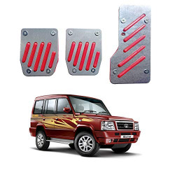 Oshotto 3 Pcs Non-Slip Manual CS-320 Car Pedals Kit Pad Covers Set Compatible with Tata Sumo/Victa (Red)