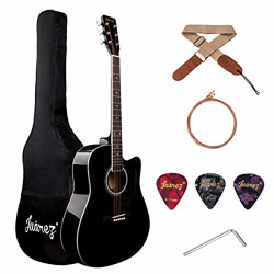 JUAREZ Arpggio 104.14 cm (41 Inch) Acoustic Guitar Kit, Spruce Top, Black