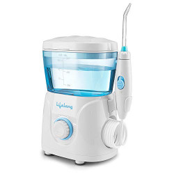 Lifelong LLDC27 Table Top Flosser | 8 360-degree Rotating Jet Tips | 10 Pressure Modes and 600ml Tank for Flossing at Home | Oral Irrigator| I Removes plaque (1 Year Warranty, White)