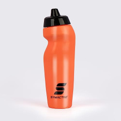 Amazon Brand - Symactive Leakproof Unbreakable Squeezable Sports Sipper Water Bottle with Auto-Squeeze Cap, Rubberised Grip, BPA-Free (Color: Orange, 600 ml)