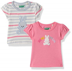 United Colors of Benetton Baby Girl's Regular Fit T-Shirt (23A3096CNEW2I_Pink