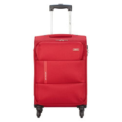 VIP Widget Durable Polyester Soft Sided Cabin Luggage Spinner Wheels with Quick Access Front Pockets (Cabin, 58cm, Red)