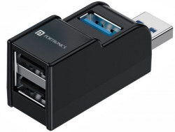 Portronics Mport 3A with 3 Ports (1 USB 3.0 + 2 X USB 2.0) with Hi Speed Data Transfer, Plug & Play USB Hub(Black)