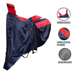 Oshotto Dust Proof Double Mirror Pocket Taffeta Bike Body Cover Compatible with Bajaj Pulsar NS200 (Red, Blue)