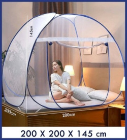 PROTOZONE Polyester Adults Washable Foldable for Double Bed Mosquito Net. Mosquito Net(Dark Blue, White, Tent)