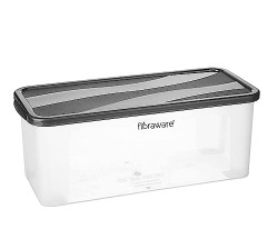 Floraware Plastic Food Safe Multiuse Storage Container, Fridge Storage Container with Lid, 4000ml, Pack of 1, BPA Free (Black)