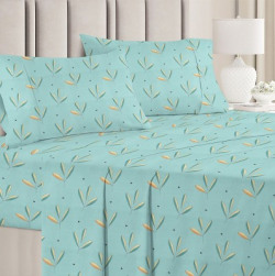 VAS COLLECTIONS 160 TC Cotton Double Floral Flat Bedsheet(Pack of 1, Aqua)