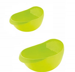 DDecora Water Strainer or Washer Bowl for Rice Vegetable & Fruits Rice Bowl Pack of 2, Light Green