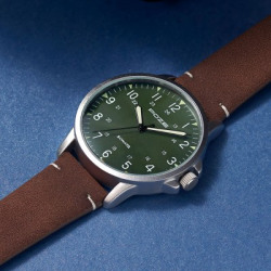 SONATA Poze Green Dial Dark brown Strap Analog Watch - For Men