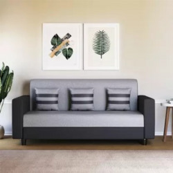 LIVEWELL Premium Quality Jute Fabric 3 Seater Sofa(Finish Color - Grey Black, DIY(Do-It-Yourself))