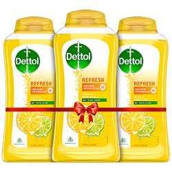 Dettol Body Wash and Shower Gel for Women and Men, Refresh (Pack of 3 - 250ml each) | Soap-Free Bodywash | 12h Complete Odour Protection