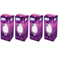 PHILIPS 4-watt Filament Candle LED Bulb | Diffused Candle Bulb For Home & Decoration | Bulb Base: E14, Warm White | Pack of 4