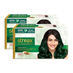 Streax Ultralights Hair Color Highlighting Kit for Women & Men, 60ml (Pack of 2) | Gem Collection - Green Emerald| Contains Walnut & Argan Oil | Shine On Conditioner | Longer Lasting Highlights